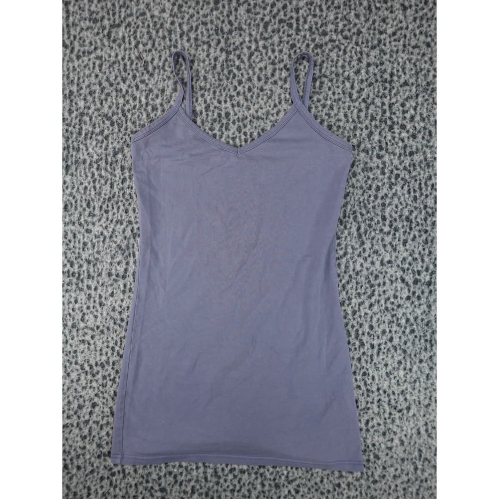 BKE Core Cami Tank Top Womens Medium Blue Good Extra Long V-Neck Spaghetti Strap
